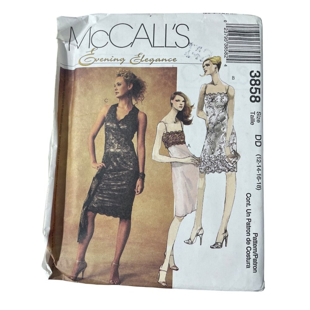 McCalls 3858 Sewing Pattern Size 12-14-16-18 Formal Dress Evening Vintage UNCUT
